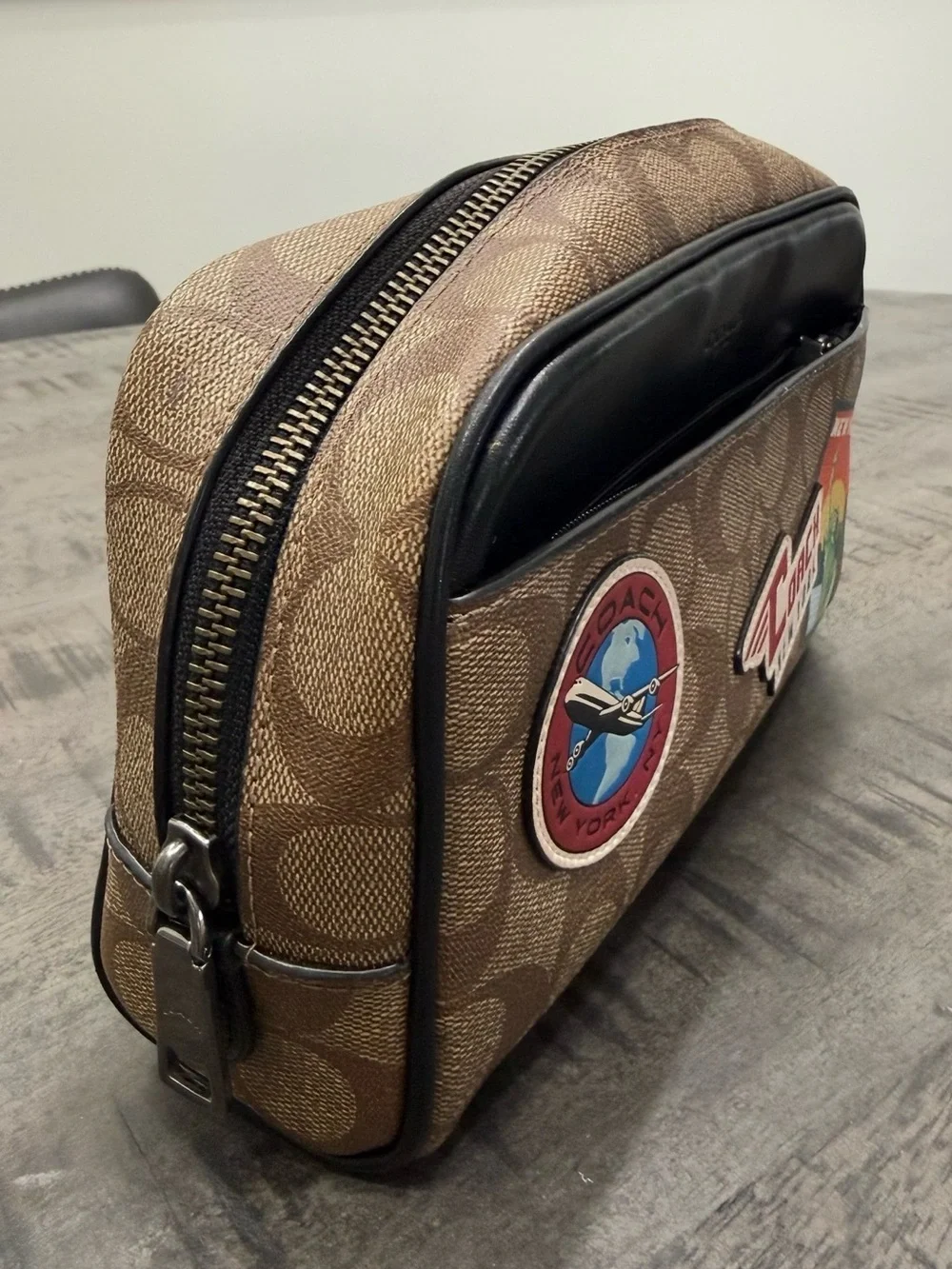 Coach Brown Signature Canvas New York Patch Crossbody